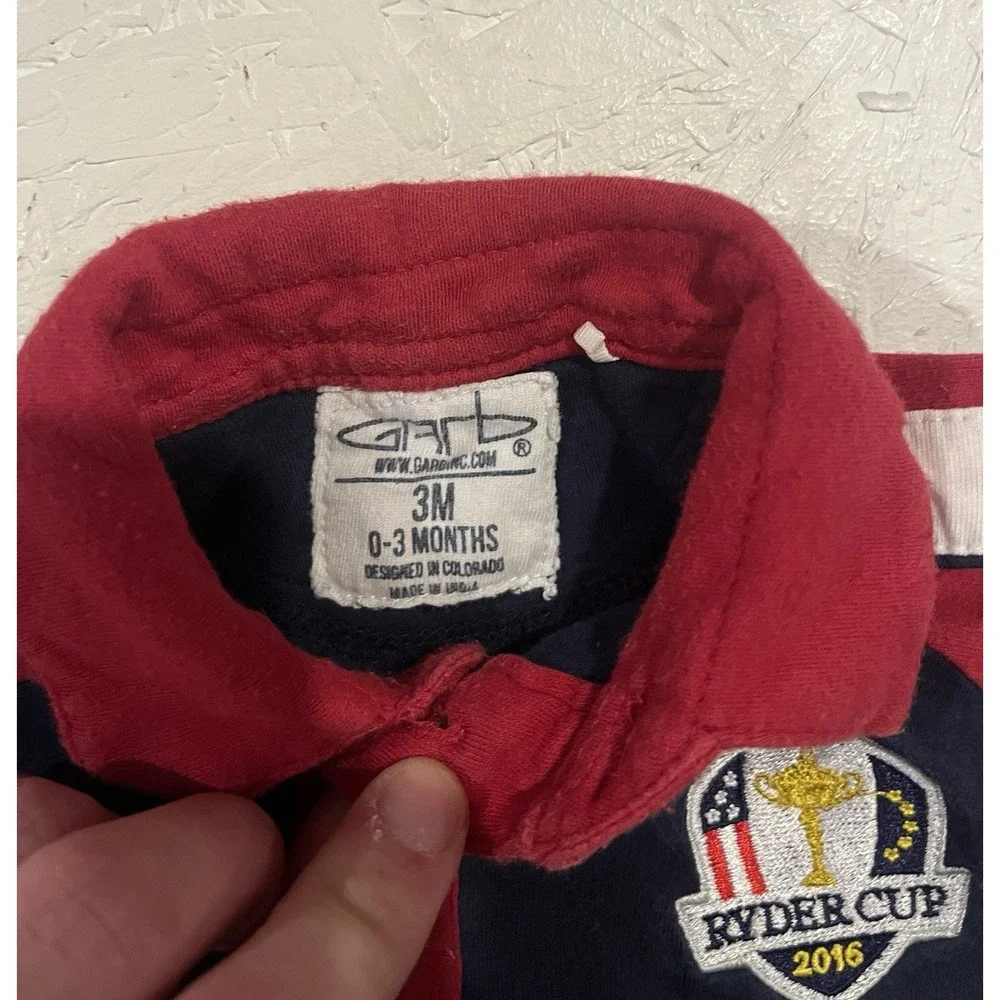 Old Varsity Brand Ryder Cup Hazeltine‎ 2016 One Piece Bodysuit Size 3M Golf Blue